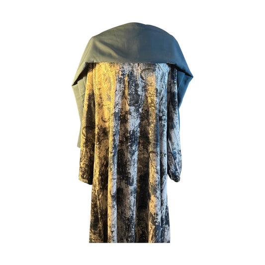 Printed Marble Abaya with Attached Khimar